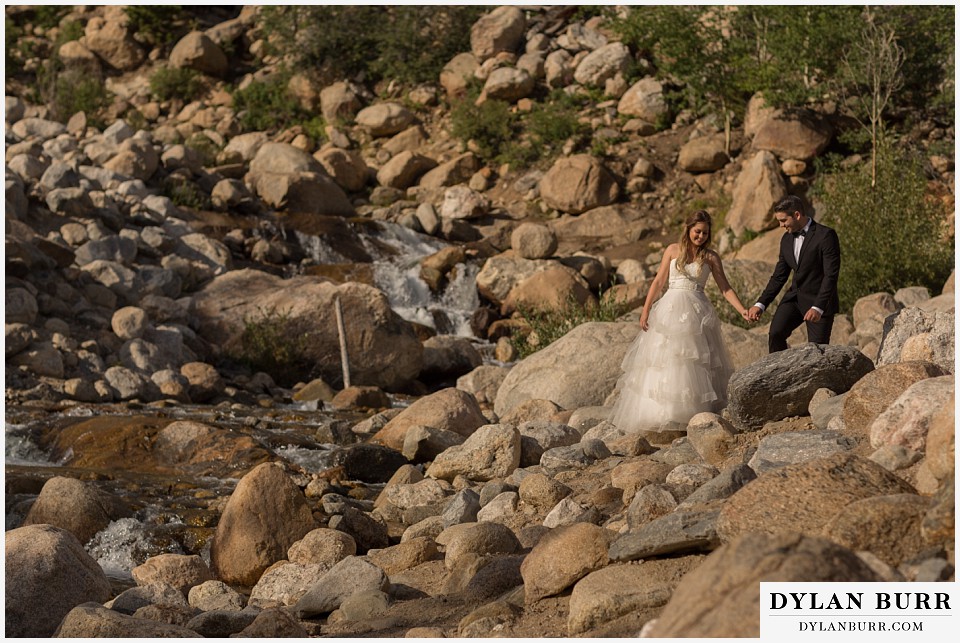 rocky mountain national park elopement adventure wedding waterfall