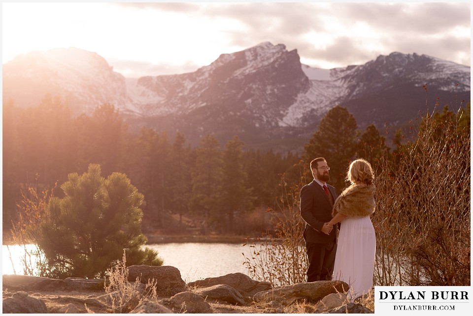 rocky mountain national park wedding elopement huge mountain view for newlyweds