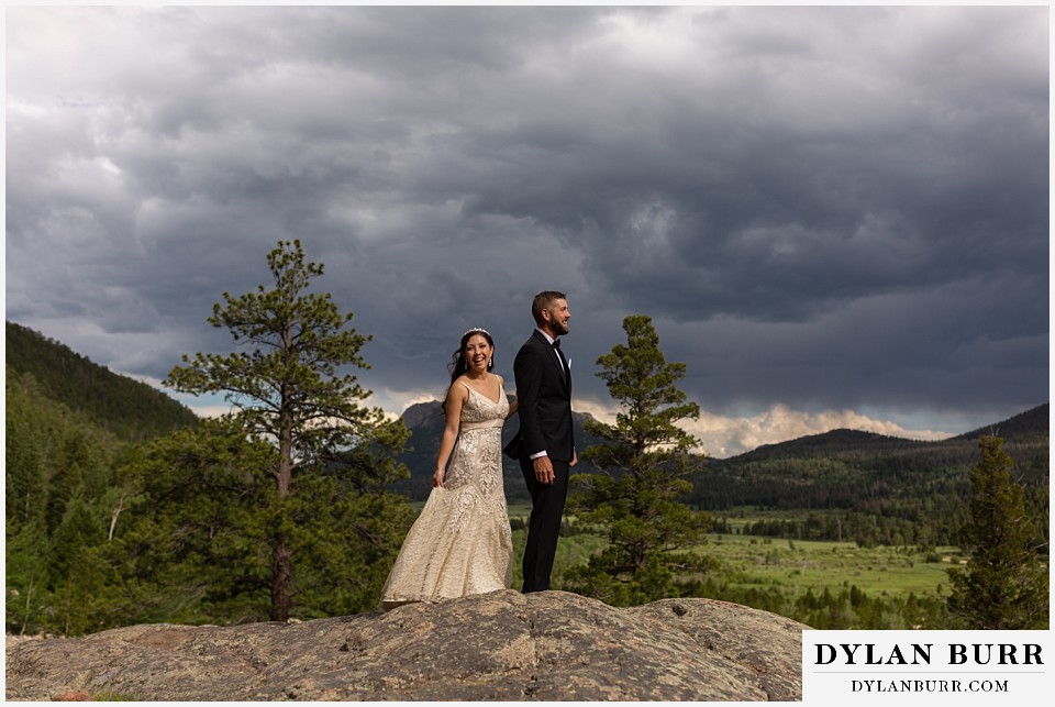 rocky mountain national park wedding elopement colorado wedding photographer dylan burr bride laughing