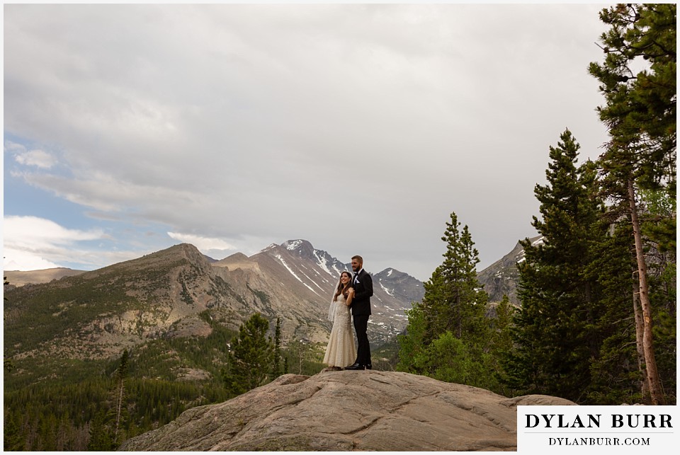 rocky mountain national park wedding elopement colorado wedding photographer dylan burr bride and groom on mountain top