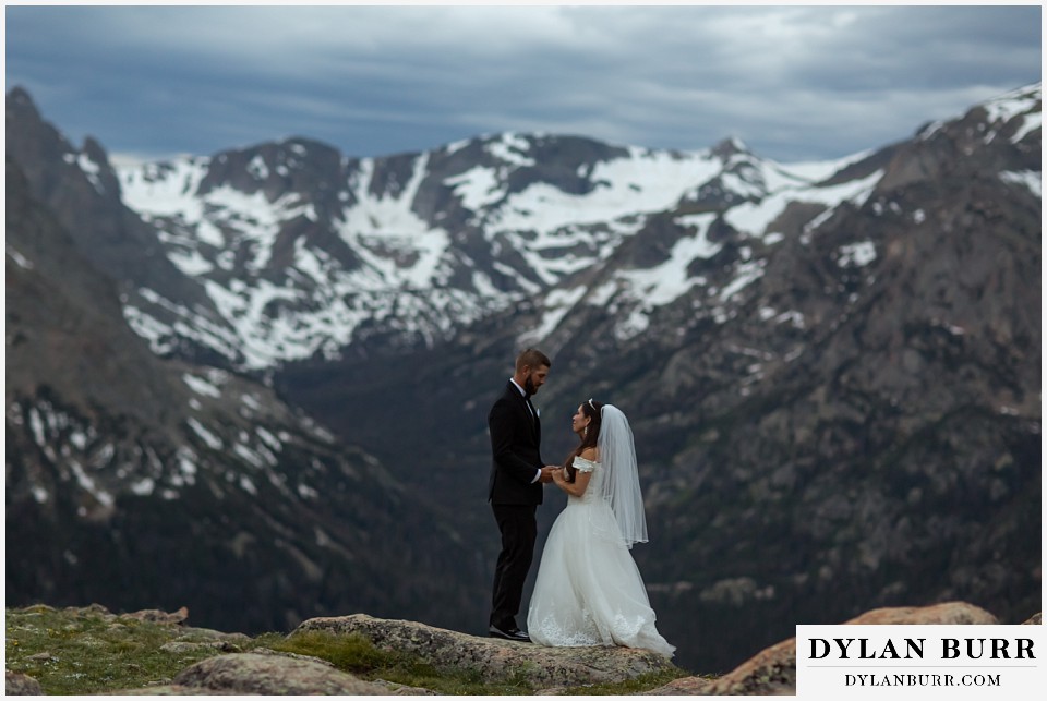 rocky mountain national park wedding elopement colorado wedding photographer dylan burr bride and groom together remembering this moment