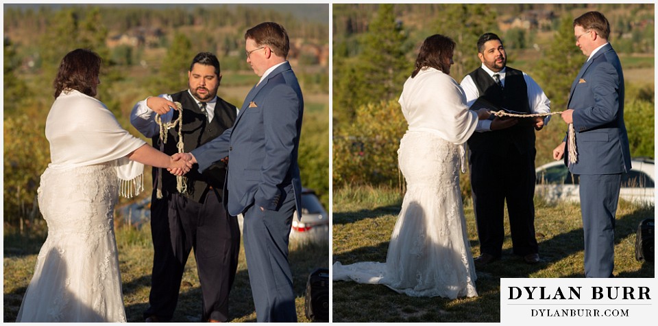bride and groom tying the knot