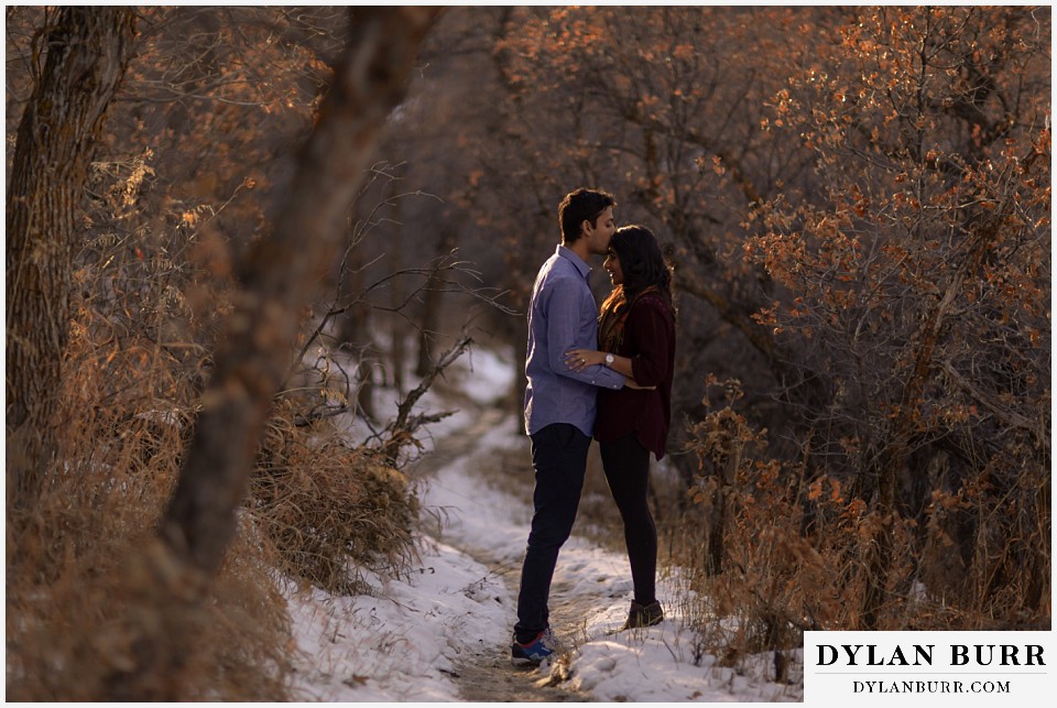 roxborough state park engagement photo session forhead kisses