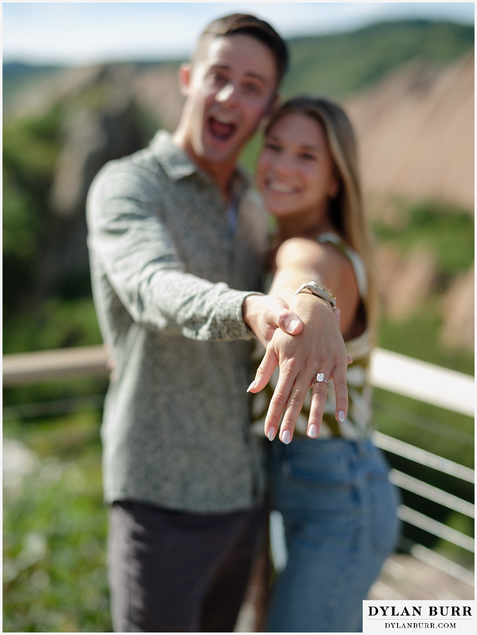 proposal in roxborough state park showing off ring