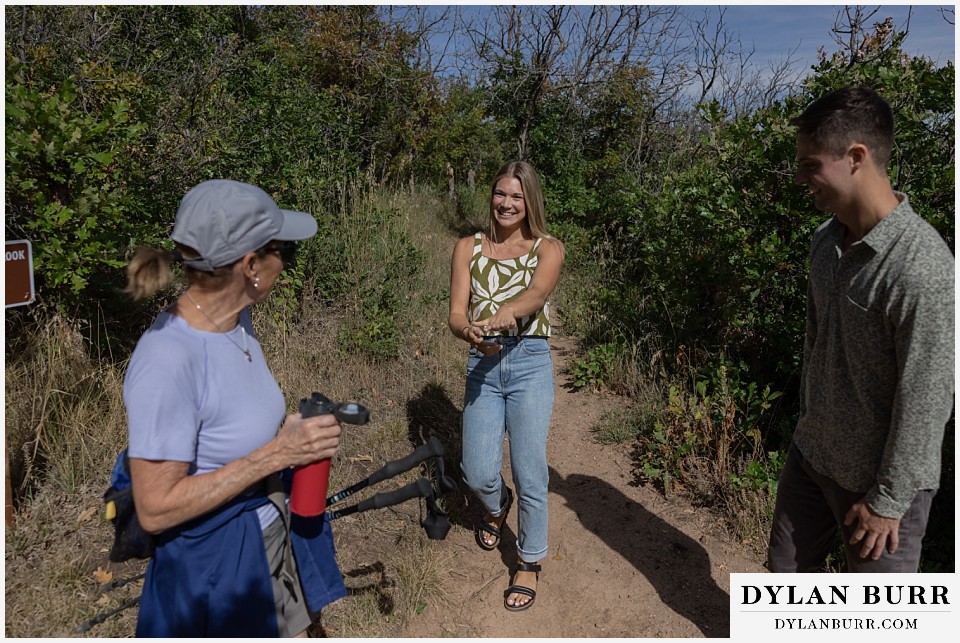 proposal in roxborough state park showing strangers