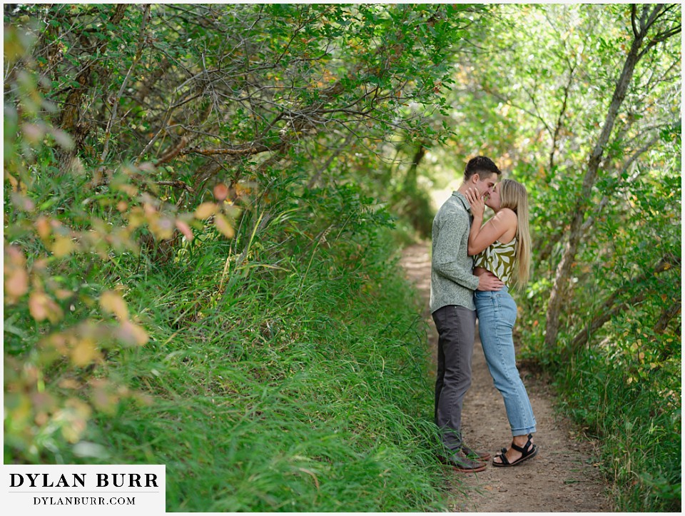 proposal in roxborough state park kisses along the path