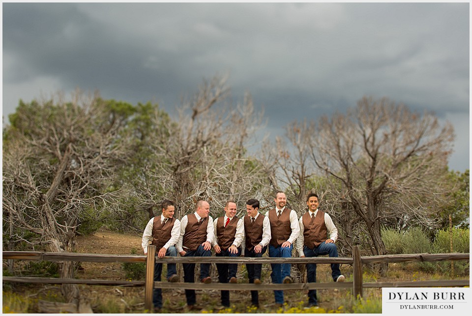 colorado outdoor wedding photos groomsmen montrose