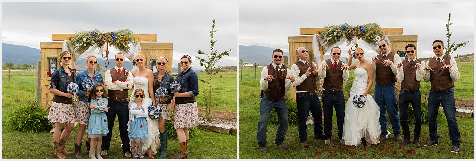 rustic outdoor colorado wedding funny bridal party photos