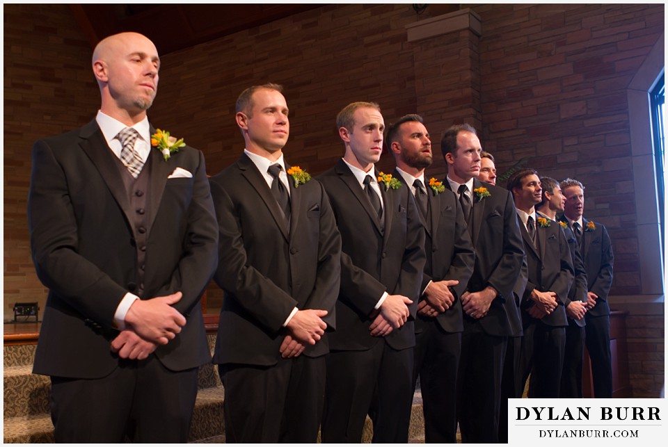 sanctuary golf course wedding groom and groomsmen on altar