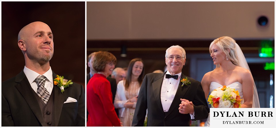 sanctuary golf course wedding bride and father coming down aisle