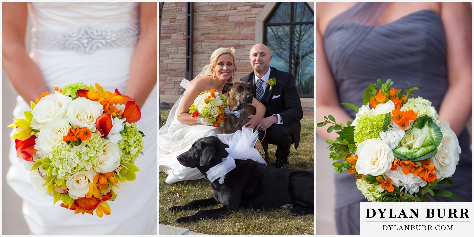 sanctuary golf course wedding bouquets and pictures with dogs
