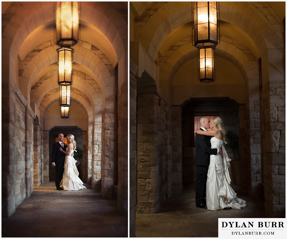 sanctuary golf course wedding bride and groom in archway
