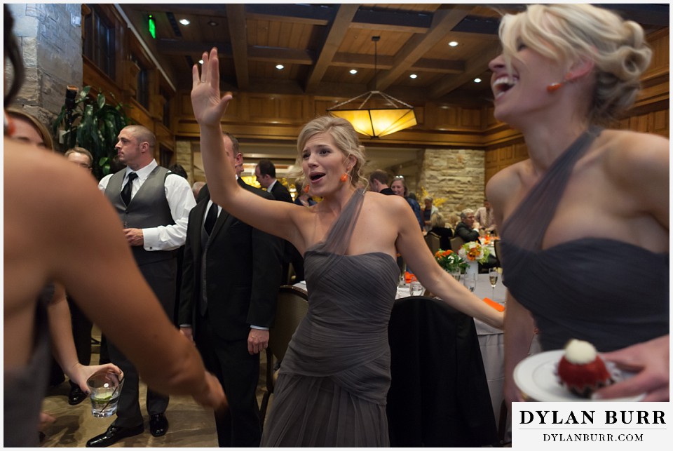 sanctuary golf course wedding bridesmaids dancing during reception