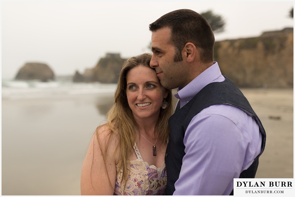 santa cruz california elopement wedding adventure bride and groom looking out at beach