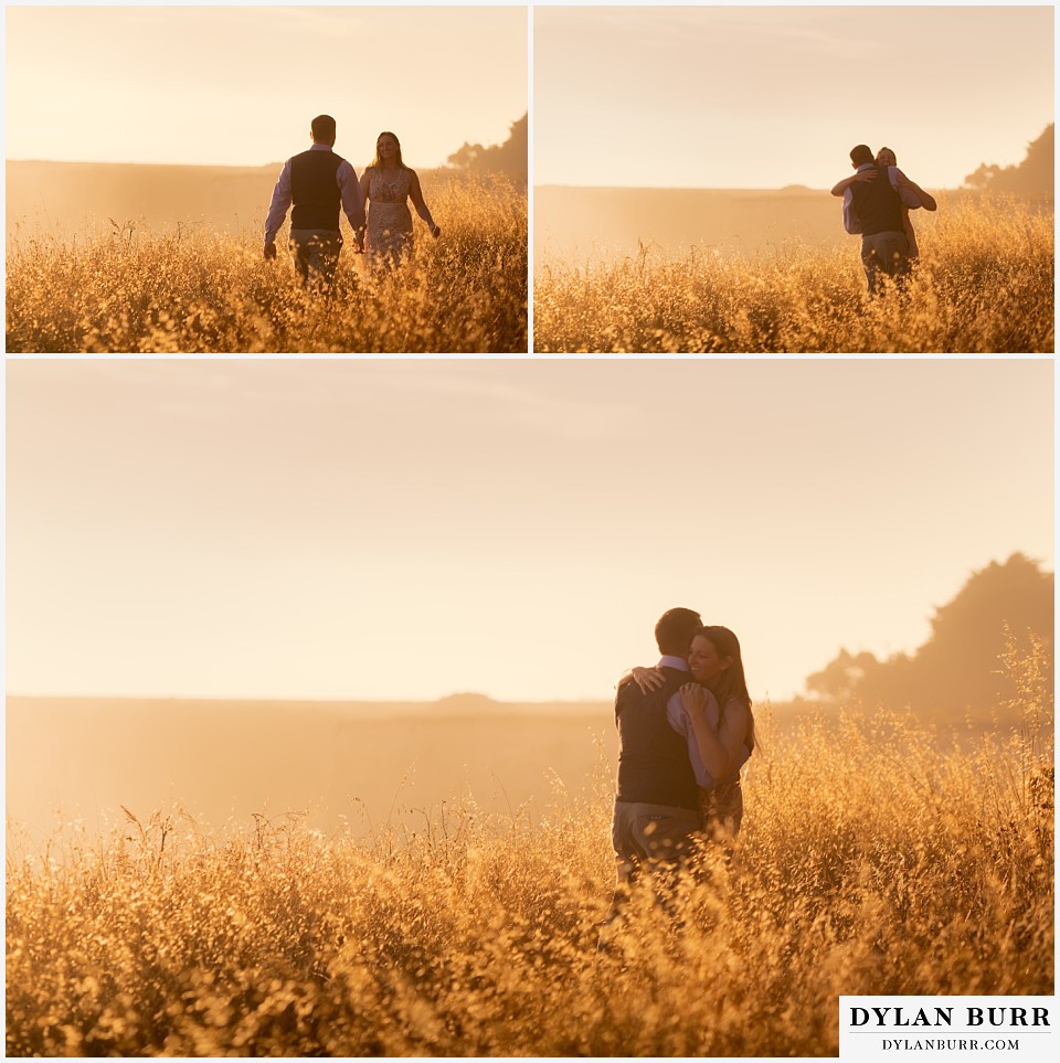 santa cruz california elopement wedding adventure bride and groom finding each other in golden meadow