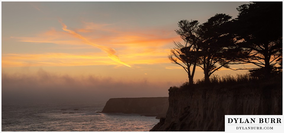 santa cruz california elopement wedding adventure sunset with cypress trees