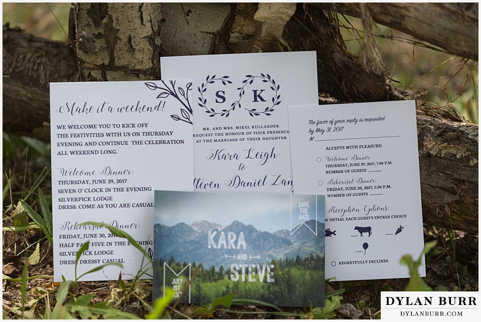 silverpick lodge wedding durango colorado wedding invitation