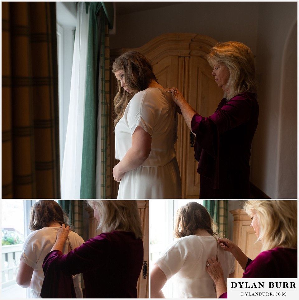 sonnenalp vail wedding bride and mother getting ready