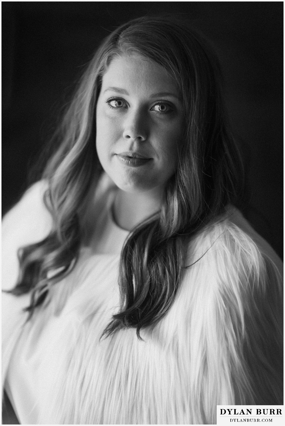 sonnenalp vail wedding bride all ready to go black and white