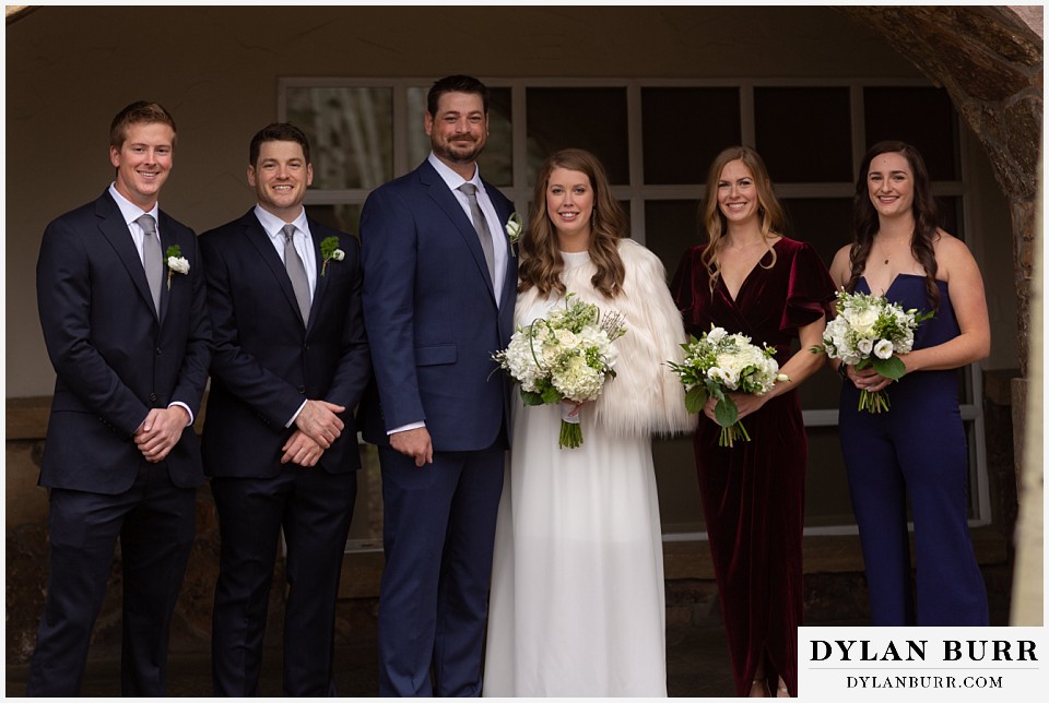 sonnenalp vail wedding entire bridal party standing together