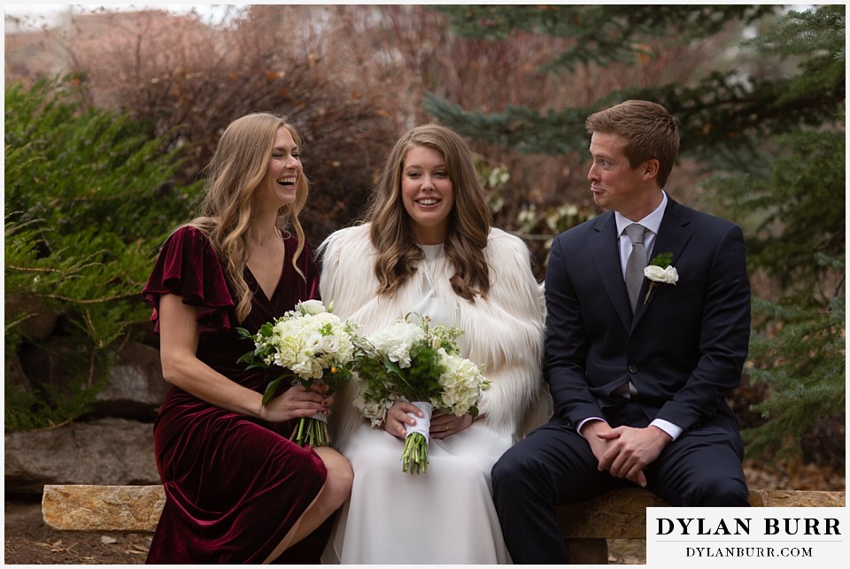 sonnenalp vail wedding bride with maid of honor and brother