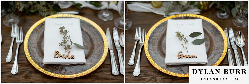 sonnenalp vail wedding bride and groom table settings