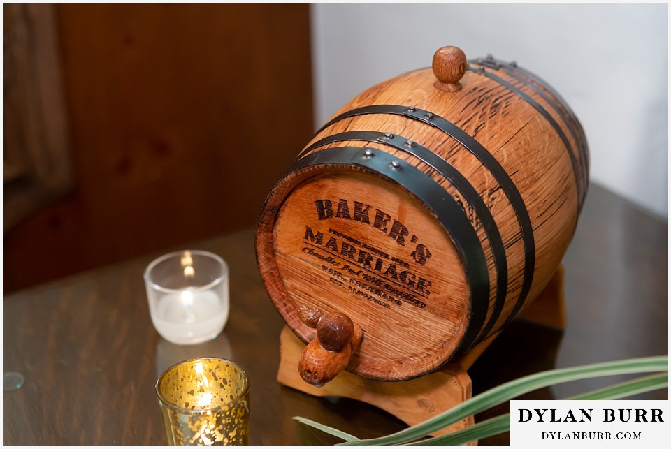 sonnenalp vail wedding custom small whiskey barrel