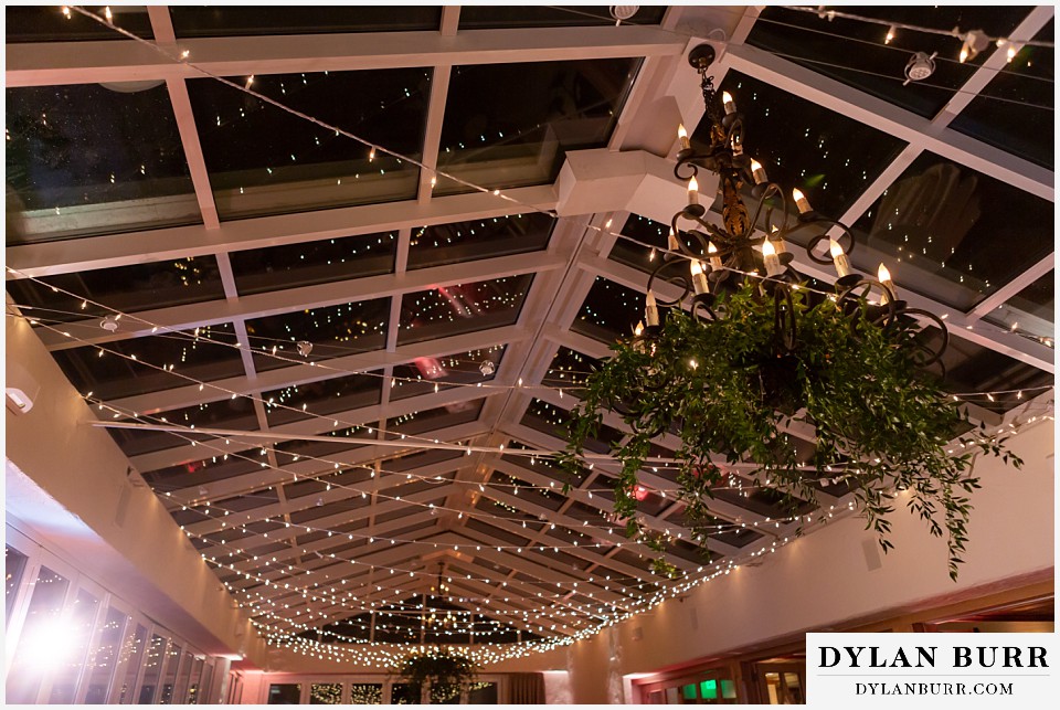 sonnenalp vail wedding string lighting with chandeliers at night