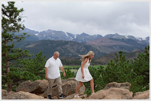 spring engagement session in mountains