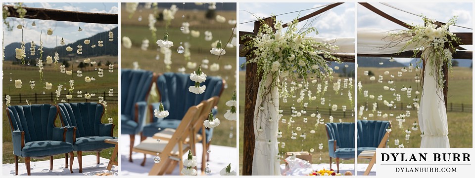 spruce mountain ranch wedding indian wedding mandap decorated in crystals and carnation flowers