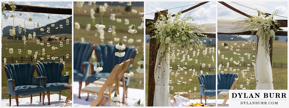 spruce mountain ranch wedding indian wedding mandap decorated in crystals and carnation flowers