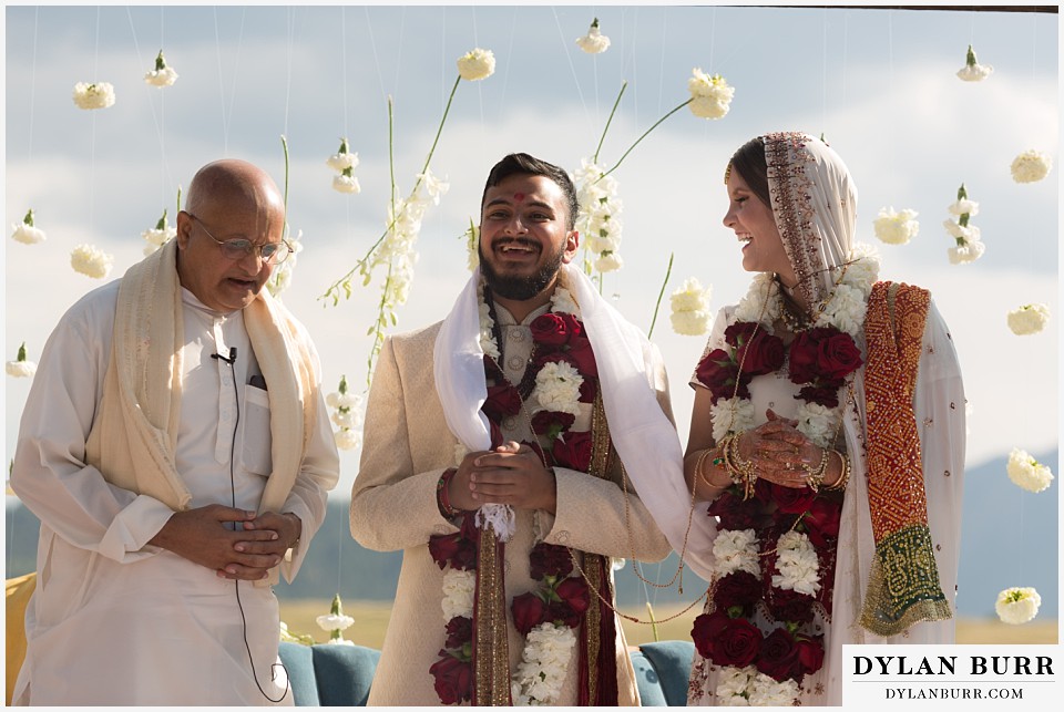 spruce mountain ranch wedding indian wedding bride and groom just married