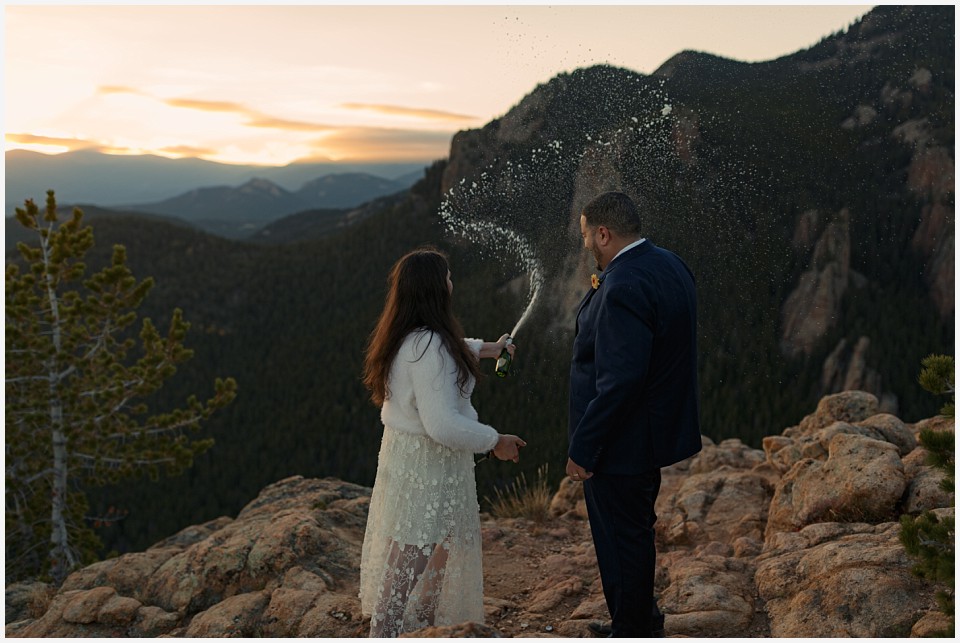 staunton state park colorado elopement wedding champagne toast