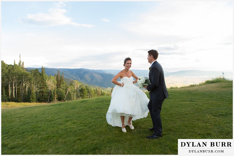 steamboat mountain weddings colorado bride doing her happy dance