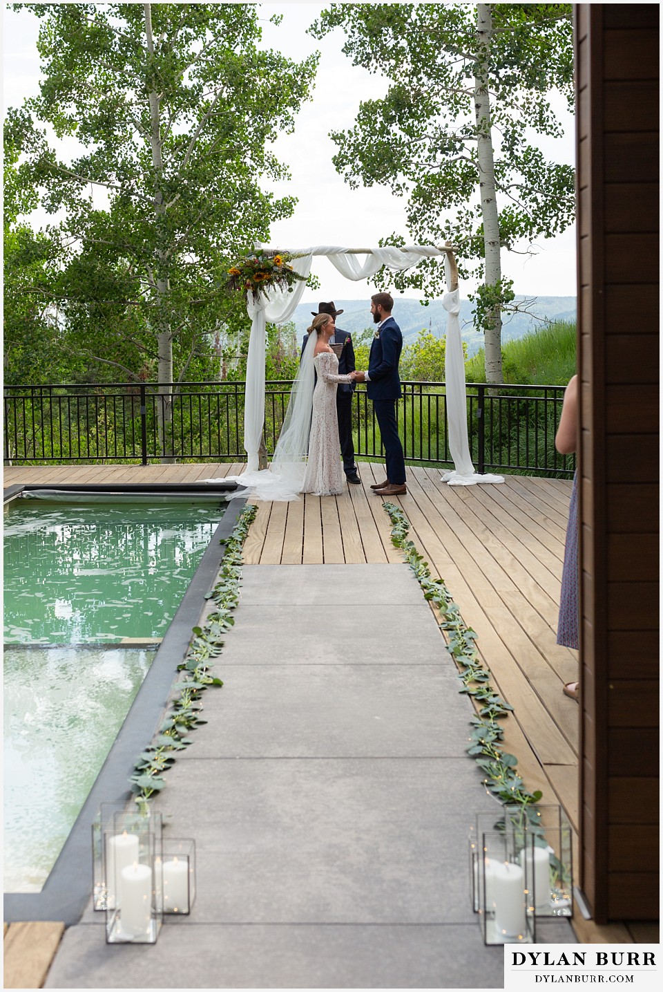 unique wedding aisle on patio airbnb vrbo vacation home wedding in steamboat springs colorado