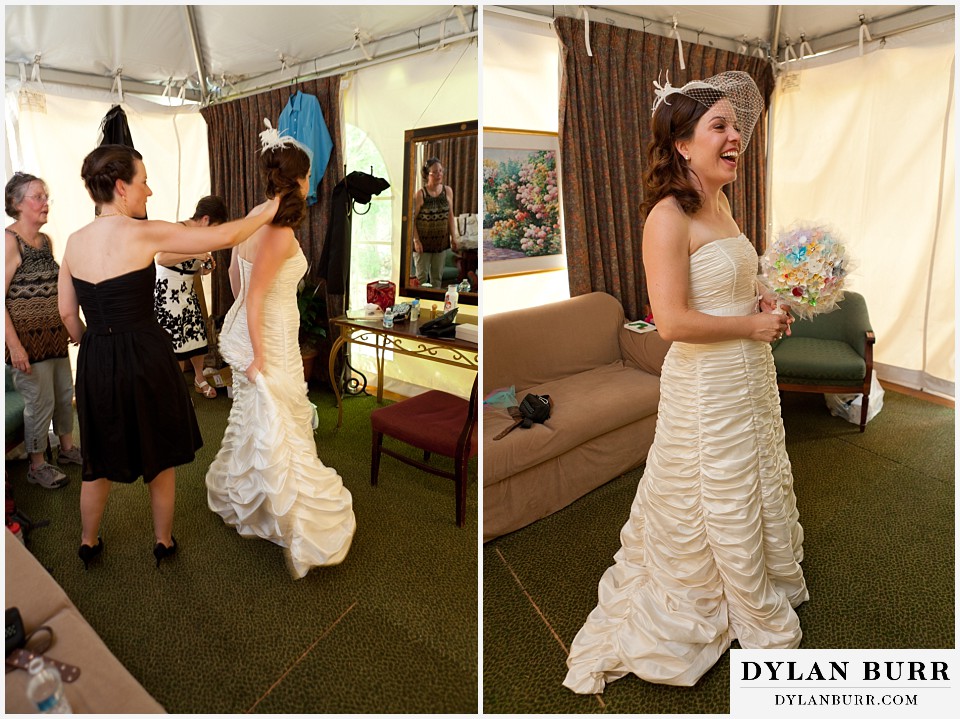 stone mountain lodge wedding bride done getting ready and dress