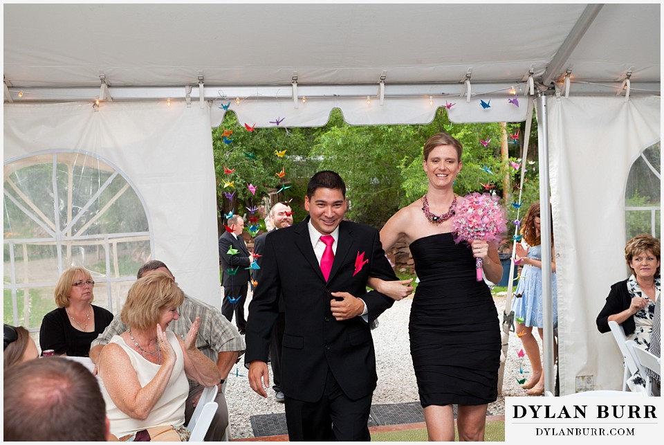 stone mountain lodge wedding bridal party entering reception