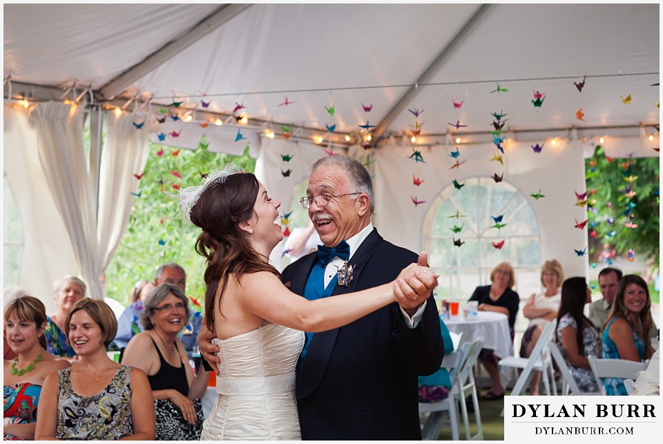 stone mountain lodge wedding bride dancing with father