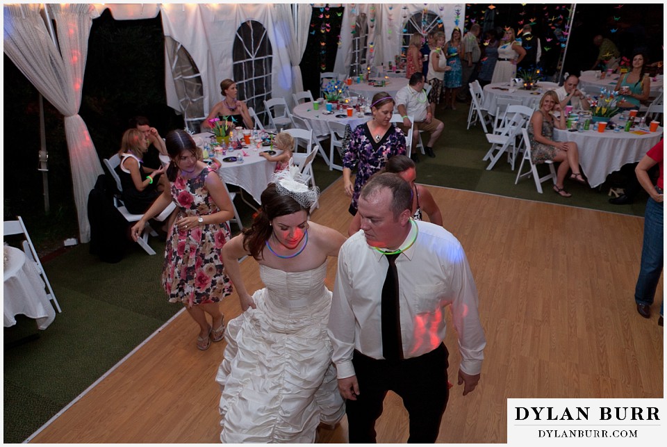 stone mountain lodge wedding bride and groom dance party