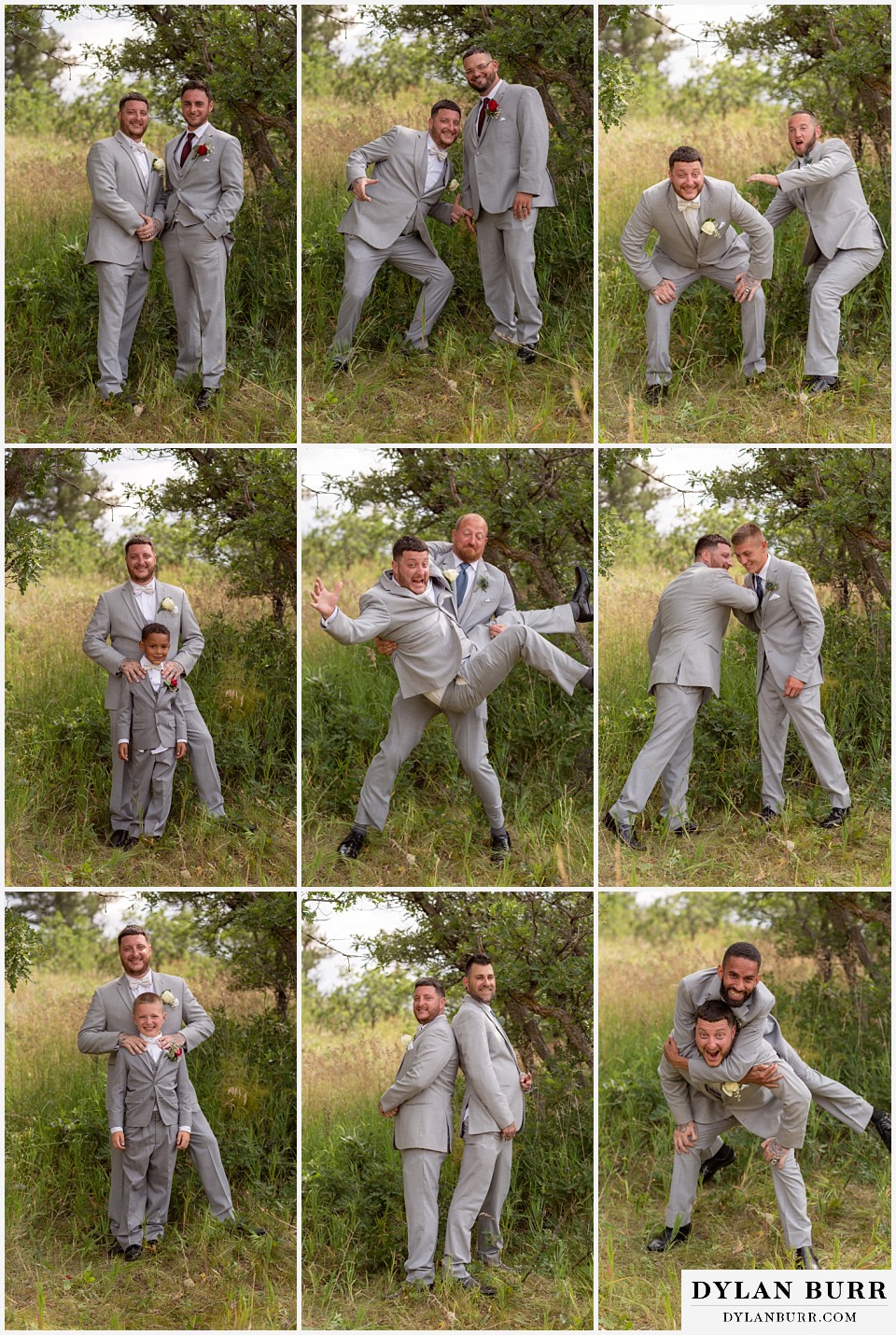 groom and groomsmen fun portraits