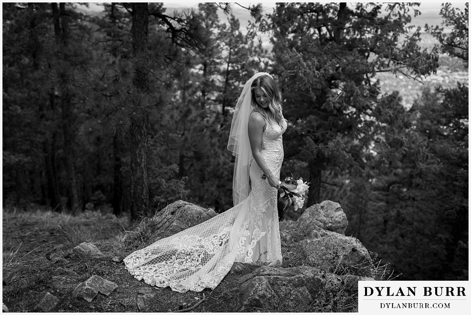 gorgeous bride on flagstaff mountain in boulder