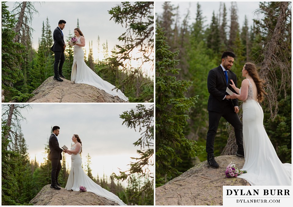 sunrise hike elopement to dream lake bride ready vows