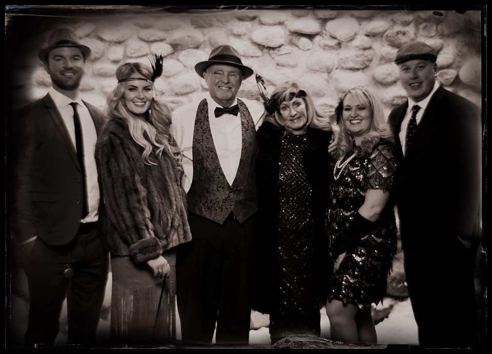 1920s themed wedding tintype group photograph