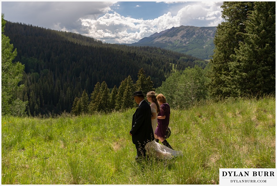 telluride colorado elopement wedding adventure bride walking down aisle to ceremony