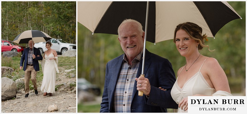 telluride trout lake elopement wedding father walking bride down aisle