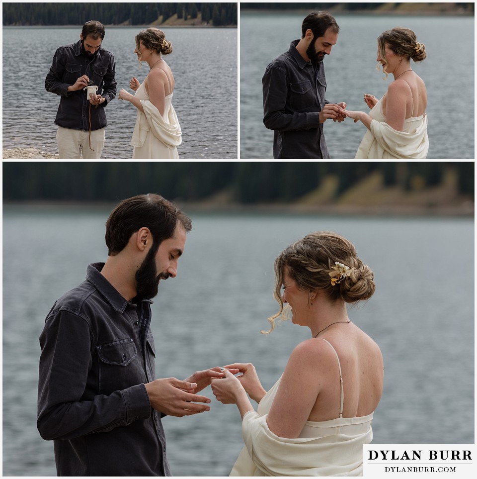telluride trout lake elopement wedding exchanging rings