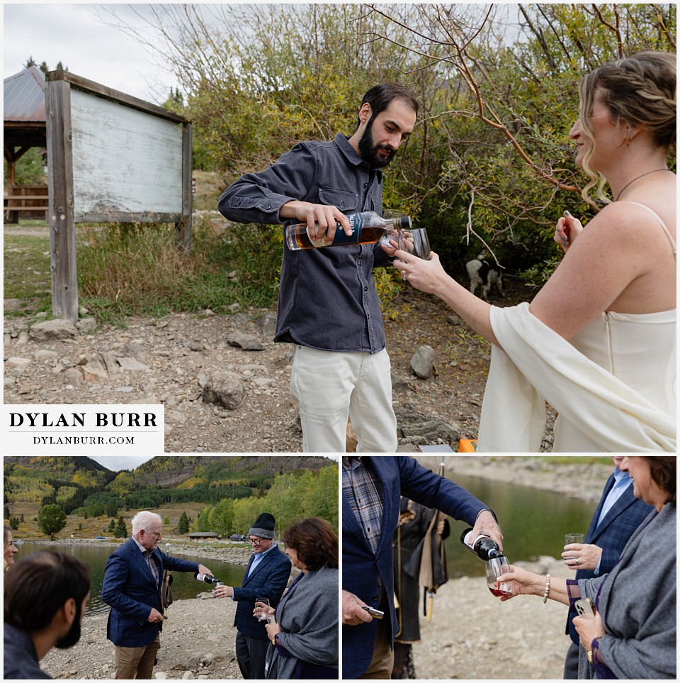 telluride trout lake elopement wedding whiskey toast