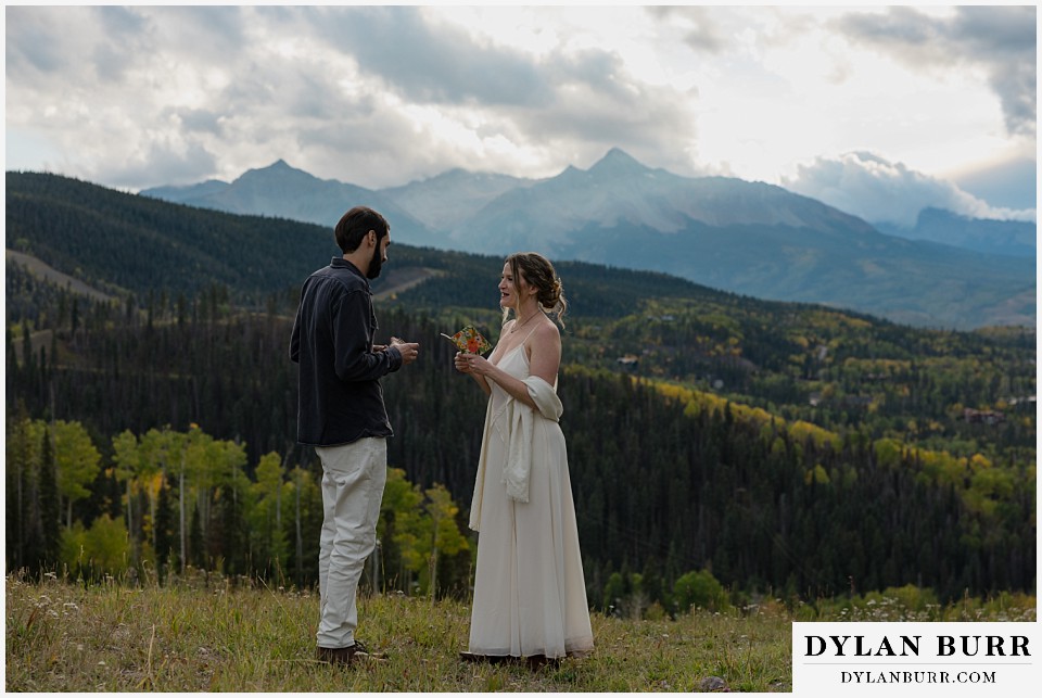 telluride elopement wedding sharing vows on a mountain top