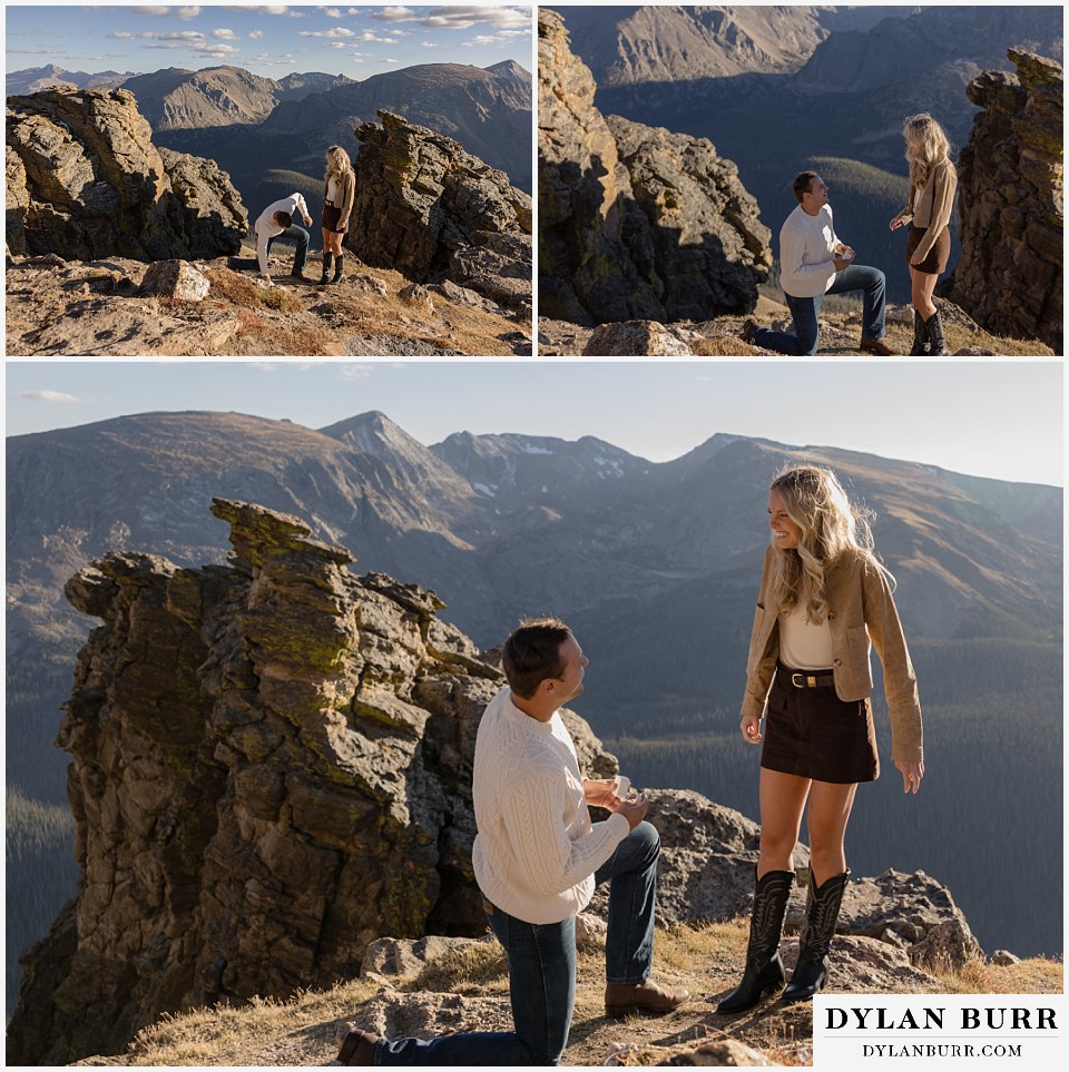 trail ridge road marriage proposal kneeling in front asking to marry