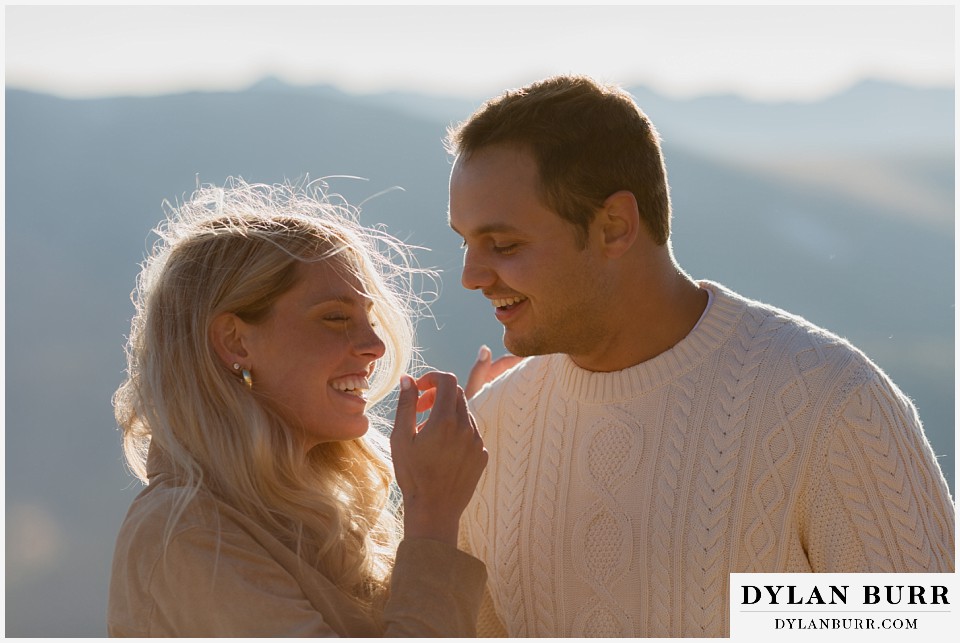 trail ridge road marriage proposal giggling together
